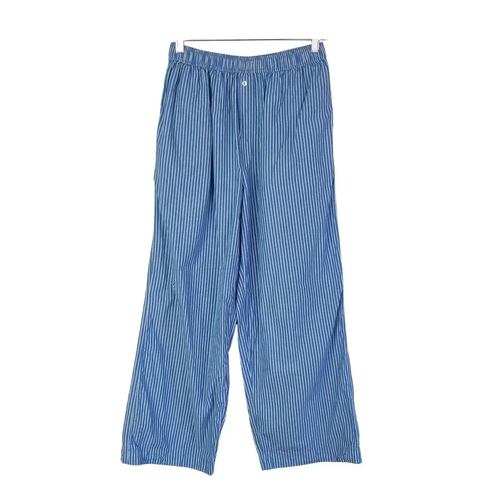 Anthropologie Boxer Pajama Style Pants Blue Stripe Medium Preppy Loungewear